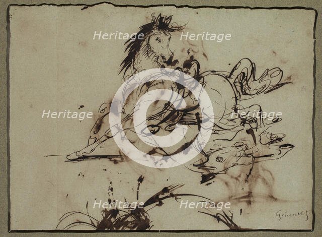 Frightened Horse, between late 18th and early 19th century. Creator: Attributed to Théodore Géricault (1791-1824).