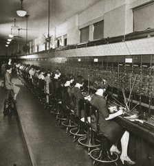 Inside a New York telephone exchange, USA, early 1930s. Artist: Unknown