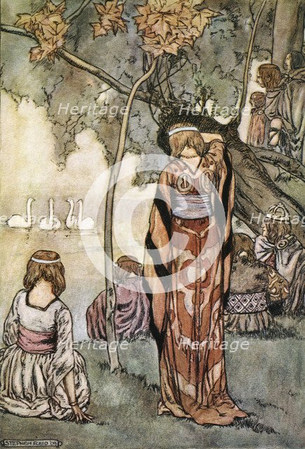 'They made an encampment and the swans sang to them', c1910.  Artist: Stephen Reid