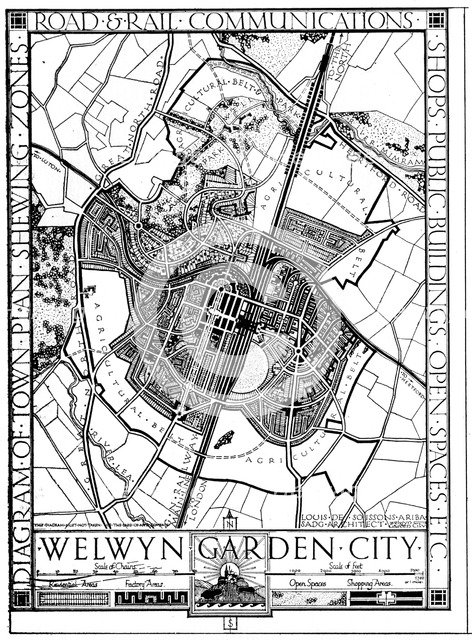 Map of Welwyn Garden City, Hertfordshire, England, 1926. Artist: Unknown