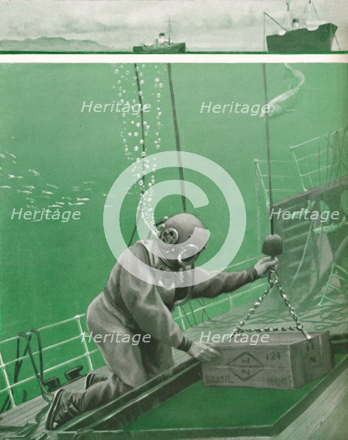 'A Diver Working Under Enormous Pressure', 1935. Artist: Unknown.