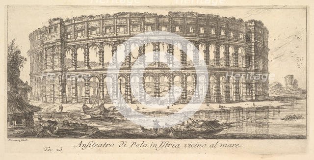 Plate 23: Amphitheater of Pola in Istria near the sea (Anfiteatro di Pola in Istria vi..., ca. 1748. Creator: Giovanni Battista Piranesi.