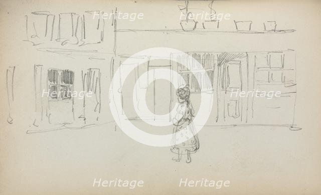 Italian Sketchbook: Street Scene with a Girl ( page 159), 1898-1899. Creator: Maurice Prendergast (American, 1858-1924).