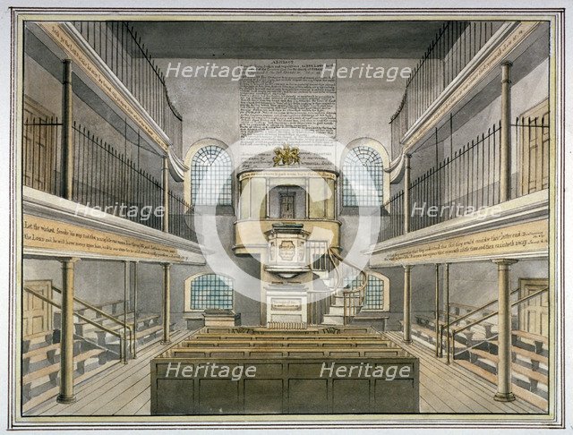 Interior view of the chapel, Horsemonger Lane Prison, Union Road, Southwark, London, 1826. Artist: G Yates