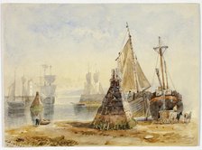 Ships in Harbor, c. 1831. Creator: Henry Barlow Carter.