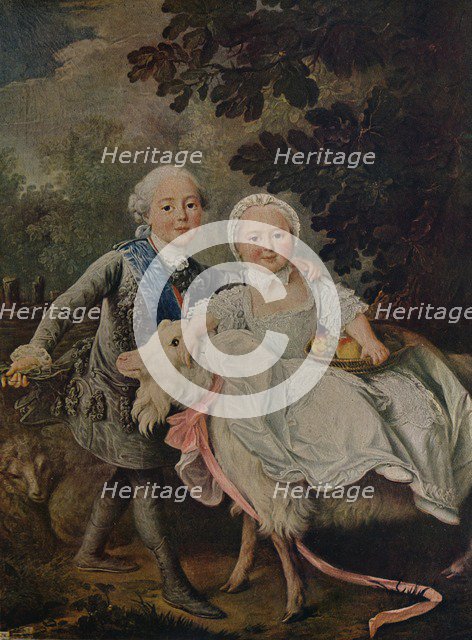 'The Comte d'Artois and His Sister Clotilde ', 1763 (c1927). Artist: Francois Hubert Drouais.