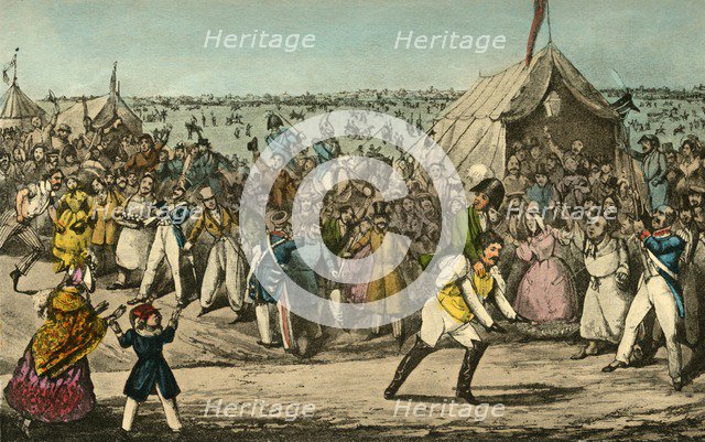 'Sporting in France- Mr. Jorrocks beats the Baron for Speed', 1838. Artist: Henry Thomas Alken.