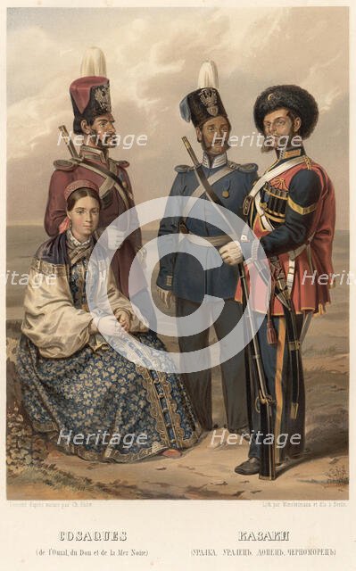 Cossacks (Uralka, Ural, Donetsk, Chernomoret), 1862. Creator: Karlis Huns.
