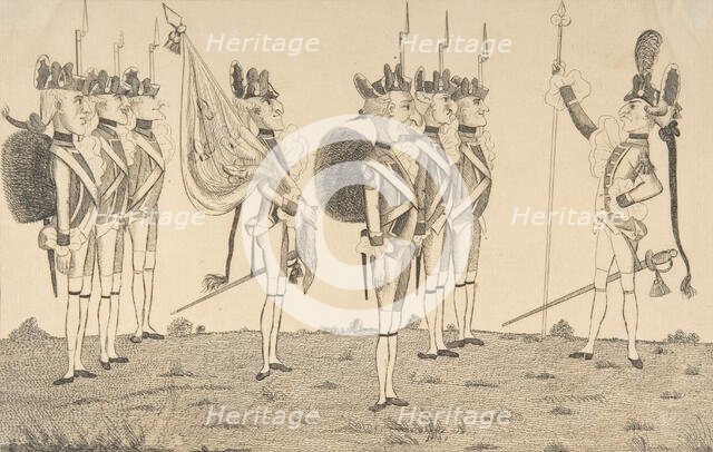 Count de Rochambeau, French General of the Land Forces in America Reviewing the F..., April 1, 1781. Creator: Anon.