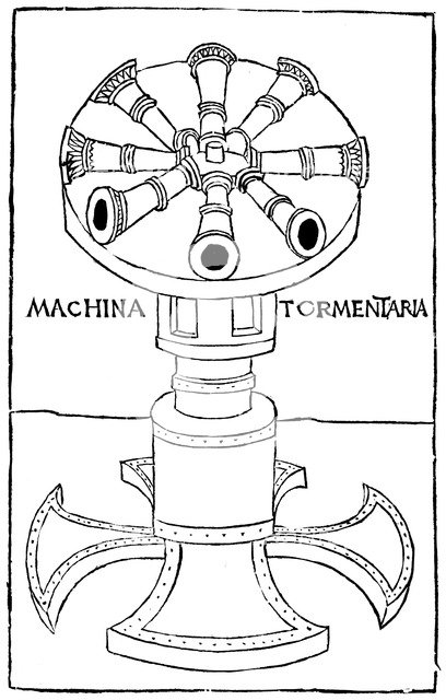 Early design of a quick firing cannon, 1482. Artist: Unknown