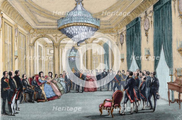 Abdication of Isabella of Bourbon in favour of her son Alphonse XII, Paris, France, June 25, 1870. Creator: Capuz.