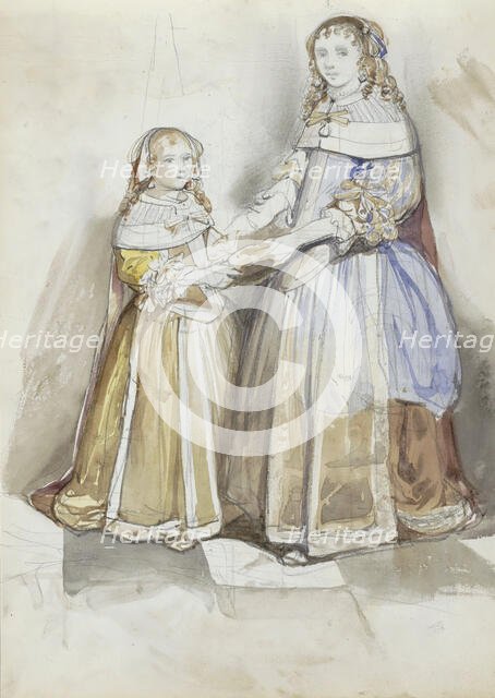 Portrait of a mother and child, probably a copy of a seventeenth-century painting, 1827-1891. Creator: Johannes Bosboom.