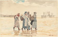 Four Fishwives on the Beach, 1881. Creator: Winslow Homer.