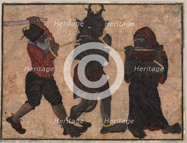 Demon in chains, c. 1453. Creator: Muhammad Siya Qalam (Iranian), style of.