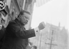 T. Roosevelt speaking, gesticulating with fist, outside, Yonkers, NY, 1910. Creator: Bain News Service.
