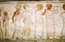 Etruscan Sarcophagus detail, Procession with Musicians, c5th century BC-4th century BC. Artist: Unknown.