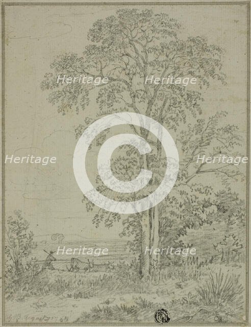 Landscape with Tree, Man, and Cows, August 7, 1765. Creator: George Howland Beaumont.