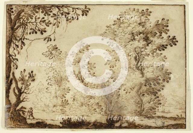 Wooded Landscape with Traveler in Foreground, n.d. Creator: Ercole Bazicaluva.