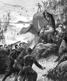 The State of Ireland: the affray at Belmullet, County Mayo, from a sketch by A. O'Kelly, 1881. Creator: William James Palmer.