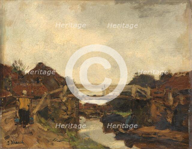 Wooden Bridge across a Canal at Rijswijk, c.1878. Creator: Jacob Henricus Maris.