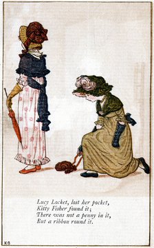 Illustration for 'Lucy Locket, lost her purse', Kate Greenaway (1846-1901). Artist: Catherine Greenaway