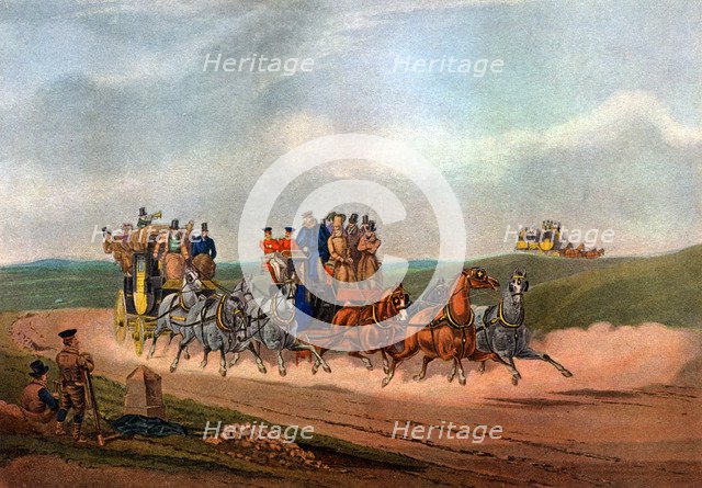 'The Opposition Coaches', 1837 (1927).Artist: Charles Cooper Henderson