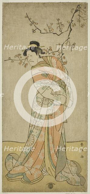 The Actor Ichikawa Ebizo (Danjuro V) as the Lady-in-Waiting Iwafuji in the Play Gozen..., c. 1793. Creator: Katsukawa Shun'ei.