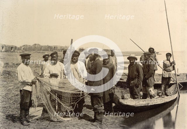 Fishmen on the Lake Zaisan, 1909. Creator: Nikolai Georgievich Katanaev.