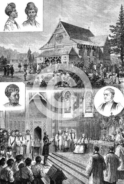 Consecration of the Bishop Patteson Memorial Church (St. Barnabas), Norfolk Island, 1881. Creator: Unknown.