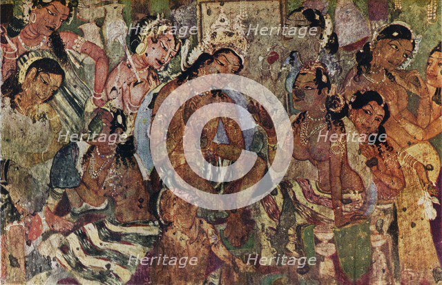 'Wall painting from the Caves of Ajanta of Raja Mahajanaka', c480. Artist: Unknown.