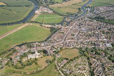 The town and St Mary's Abbey, Tewkesbury, Gloucestershire, 2021. Creator: Damian Grady.