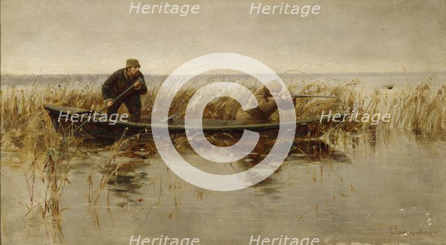 Duck hunt, Second Half of the 19th century. Artist: Silvanovich, S. (active 1860s-1880s)