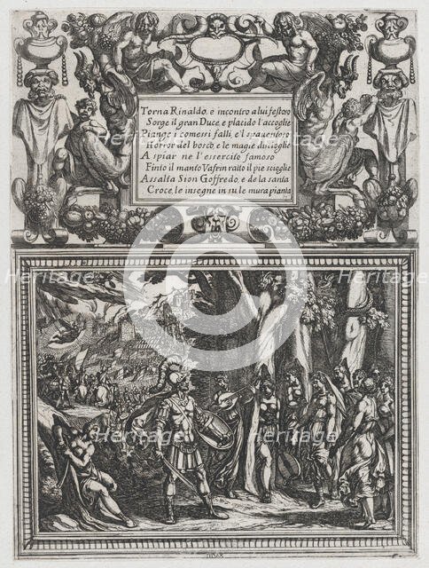 Plate 18: Illustration to Canto XVIII, from Torquato Tasso's 'Gerusalemme liberat..., ca. 1590-1630. Creator: Antonio Tempesta.