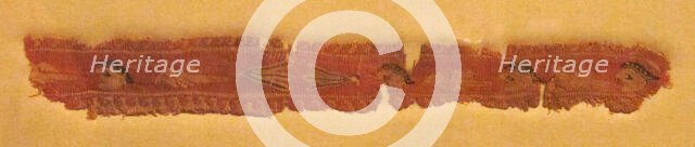 Band Fragment with Masks, Lotus Flowers, and Birds, Coptic, 400-700. Creator: Unknown.