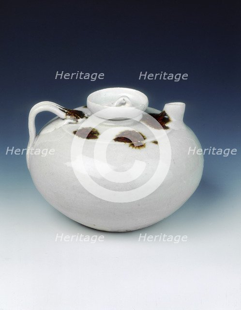 White glazed wine or oil pot with brown splashes, Northern Song dynasty, China, 11th century. Artist: Unknown