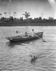 Lewisohn, Walter, Master, in a rowboat, 1926? Creator: Arnold Genthe.