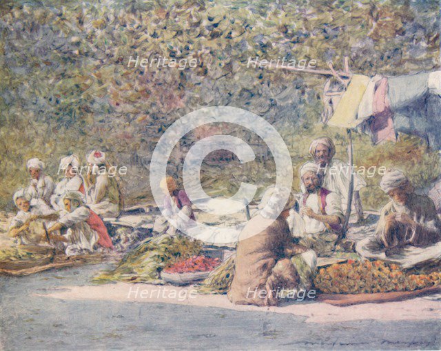 'A Vegetable Market, Peshawur', 1905. Artist: Mortimer Luddington Menpes.