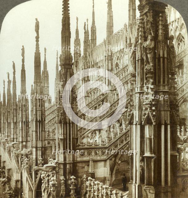 'The Cathedral of Milan - up among its myriad spires, Italy', c1909. Creator: Unknown.