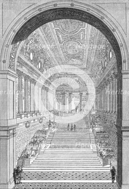 Royal Academy Prize Drawing: "Staircase of a Royal Palace", by Mr. Richard Phene Spiers, 1864. Creator: Unknown.