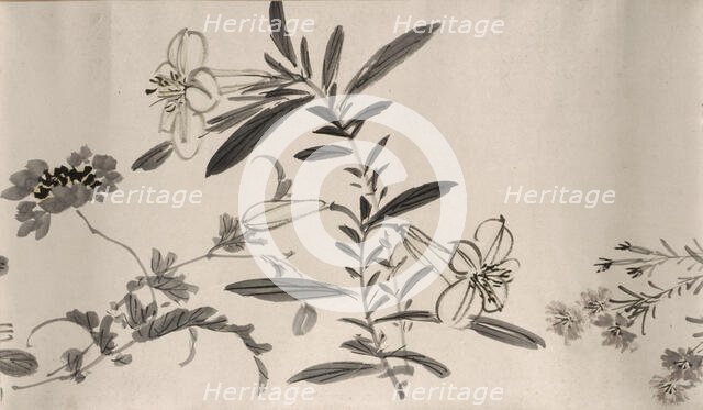 Flowering plants of the four seasons, 1842. Creator: Oda Kaisen.