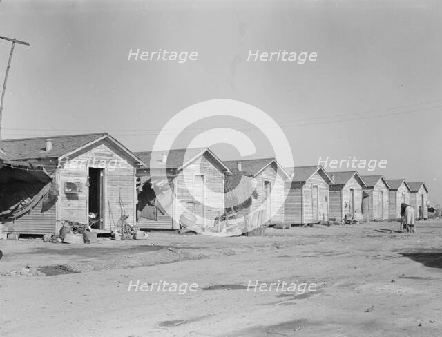 Company housing for cotton workers near Corcoran, California, 1936. Creator: Dorothea Lange.