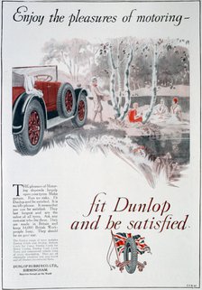 Dunlop tyres advert, 1925. Artist: Unknown