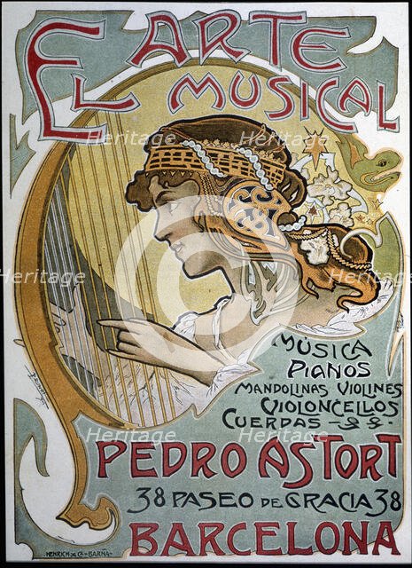 Announcement of the music trade 'El Arte Musical 'by Pedro Astort, 1901. Creator: Brunet i Forroll, Llorens (1873-1939).