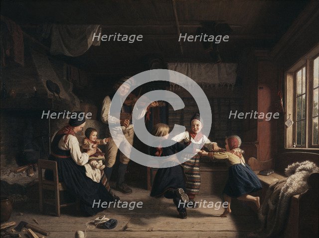 Sunday Evening in a Farmhouse in Dalarna, 1860.