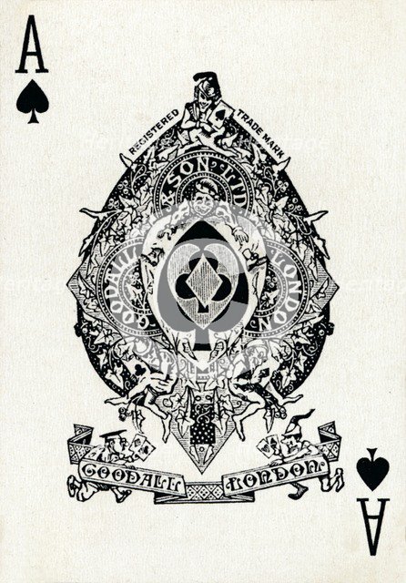 Ace of Spades from a deck of Goodall & Son Ltd. playing cards, c1940. Artist: Unknown.