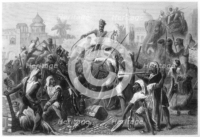 'Mutinous Sepoys dividing spoils', 1857, (c1860). Artist: Unknown