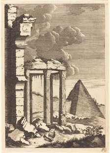 Goats before Ruins and a Pyramid, c. 1650. Creator: Bernhard Zaech.