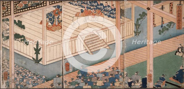 Lord Yoritomoku Watches a Noh Performance, 19th century. Creator: Tsukioka Yoshitoshi.