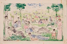 Park With Figures, 1908. Creator: Abraham Walkowitz.