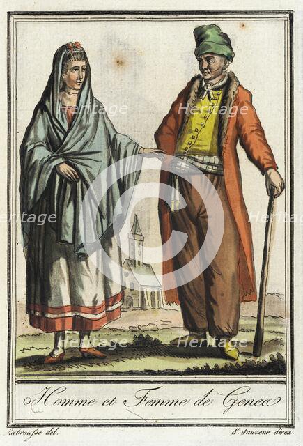 Costumes de Différent Pays, 'Homme et Femme de Genea', c1797. Creator: Jacques Grasset de Saint-Sauveur.